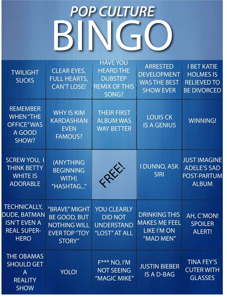 Pop Culture Bingo