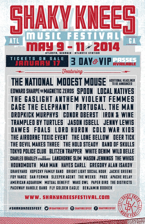2014 shaky knees music festival lineup