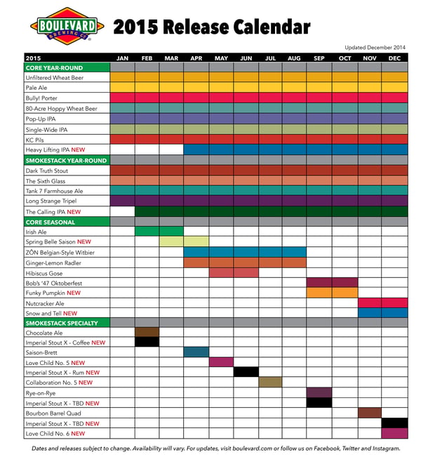 Boulevard Beer Calendar 2015