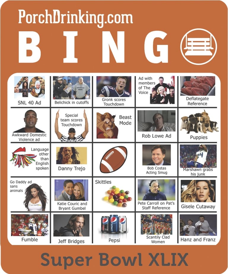 Super Bowl Bingo Cards XLIX