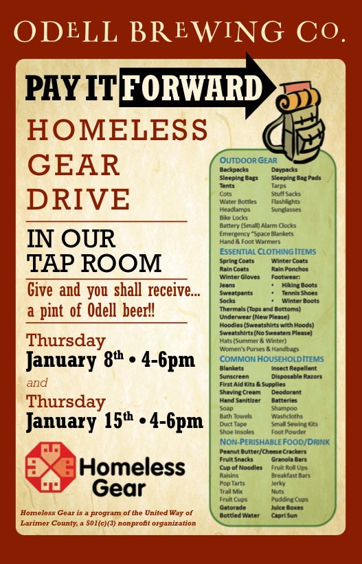 pay it forward homeless gear drive - odell - dbb - 01-08-15