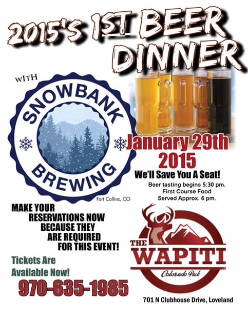 snowbank brewing beer dinner - wapiti colorado pub - loveland - dbb - 01-29-15