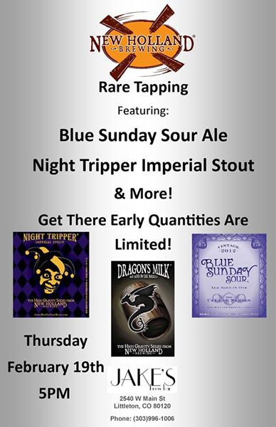 jakes brew bar - rare tapping of new holland - dbb - 02-19-15