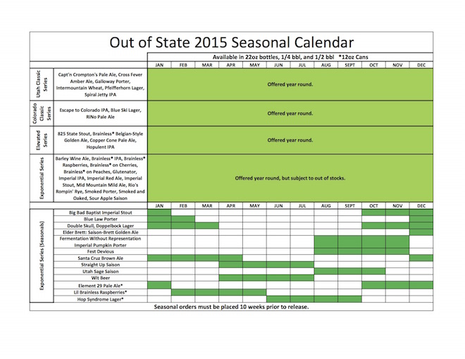 Epic Brewing 2015 Release Calendar