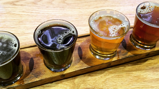 A flight at Sierra Nevada's new Mills River, N.C. taproom.