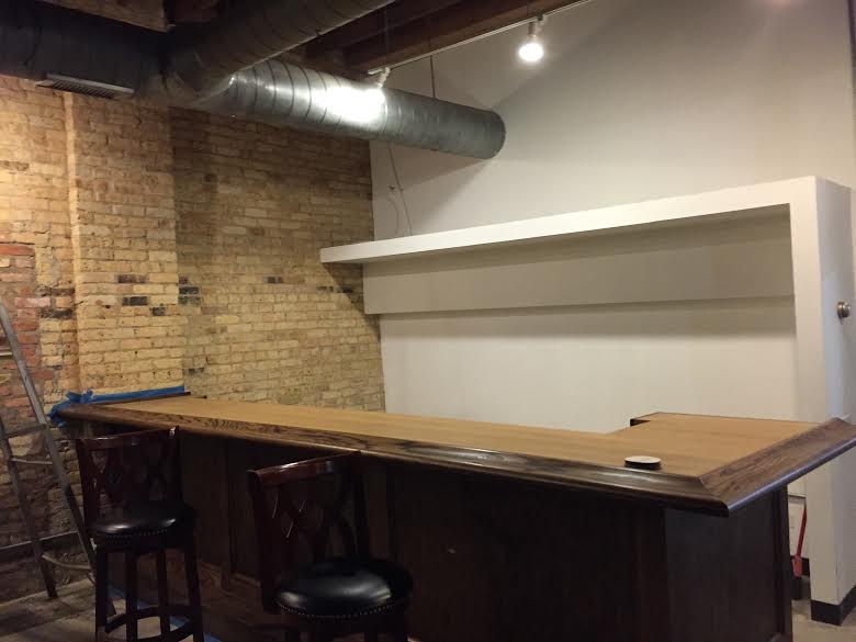The bar in the tasting room is in place. Maplewood hopes to have it open to the public this summer.