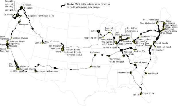 ultimate brewery road trip map
