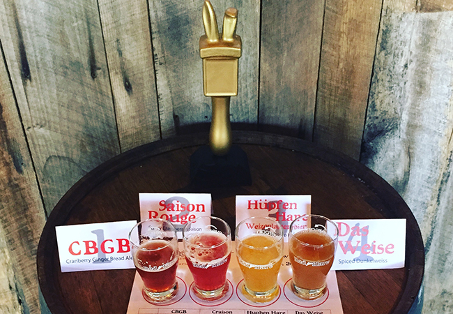 The four contenders at the Red Hare employee brew-off. (Courtesy: Red Hare Brewing Co.)