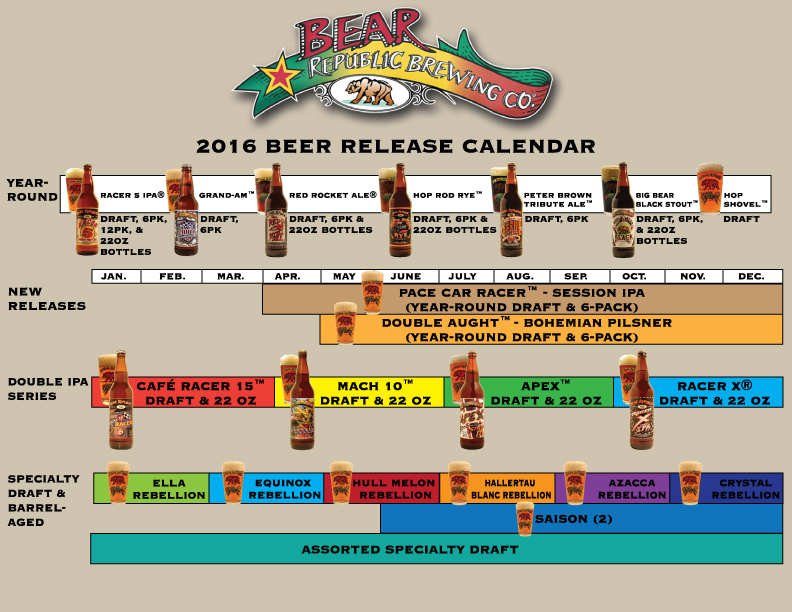2016 Bear Republic Beer Release Calendar