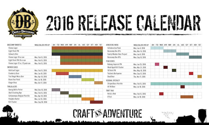 2016 Devils Backbone Beer Release Calendar