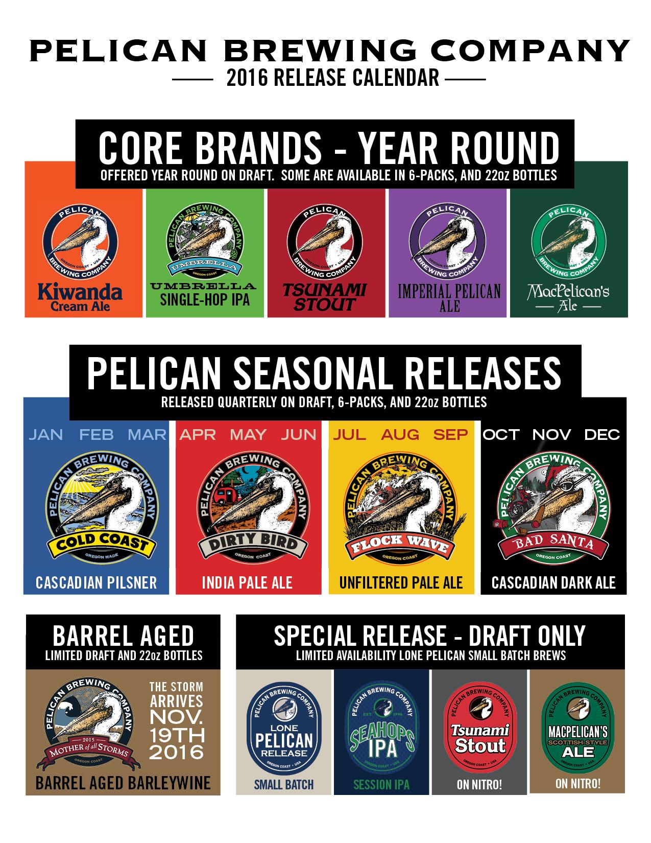 2016 Pelican Brewing Beer Release Calendar