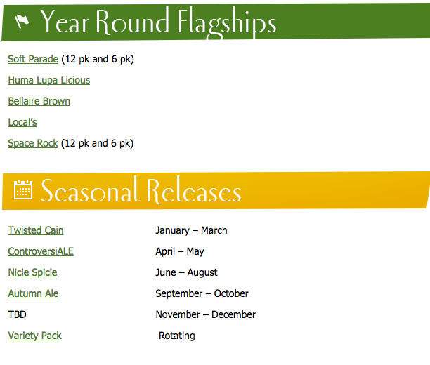 2016 Short's Brewing Beer Release Calendar