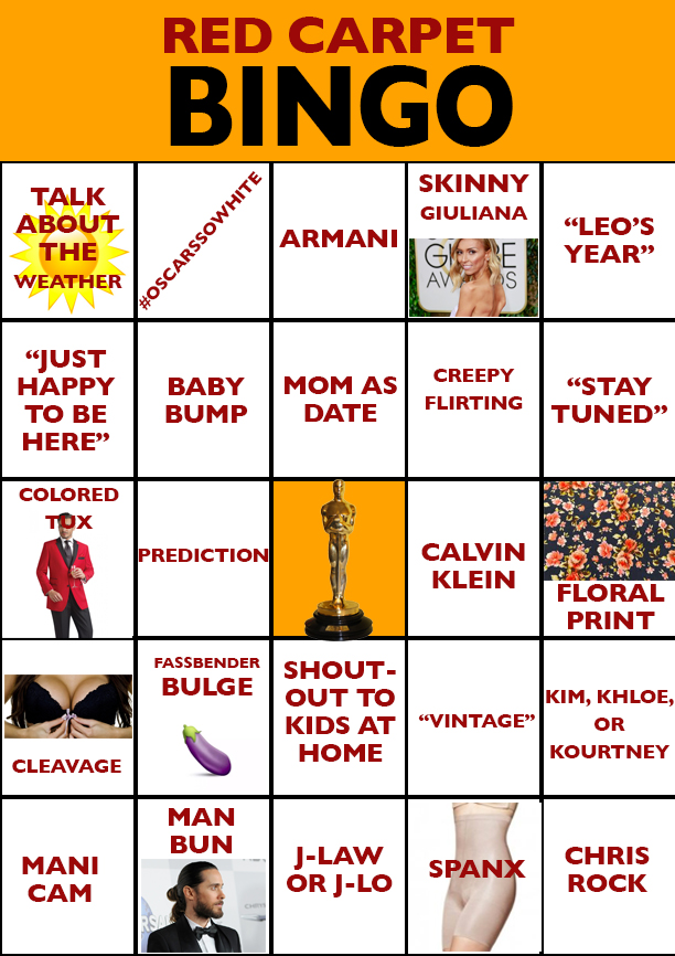 2016 Academy Awards Bingo Boards