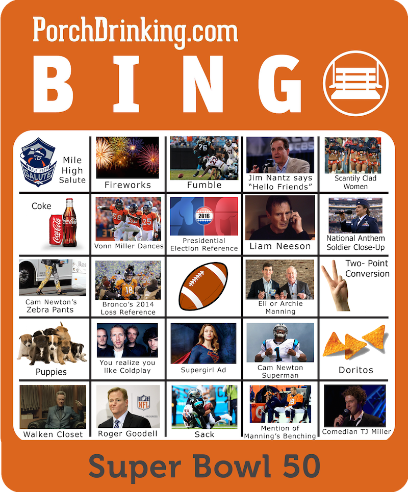 Super Bowl 50 Bingo Boards