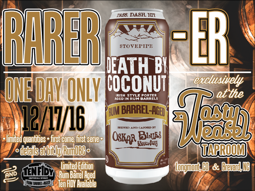 Oskar Blues Releasing Rum Barrel-Aged Death By Coconut & Ten Fidy
