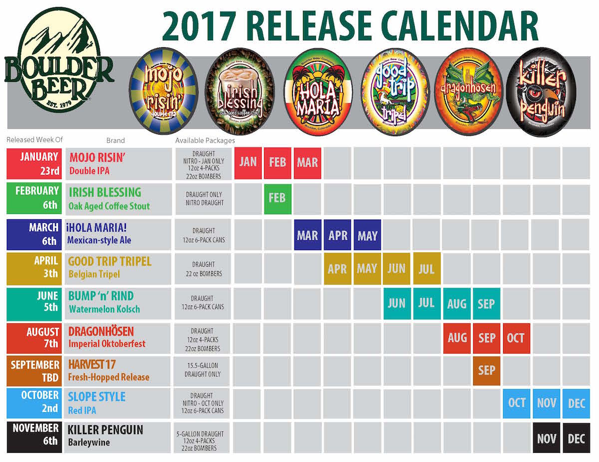 2017 Boulder Beer Release Calendar