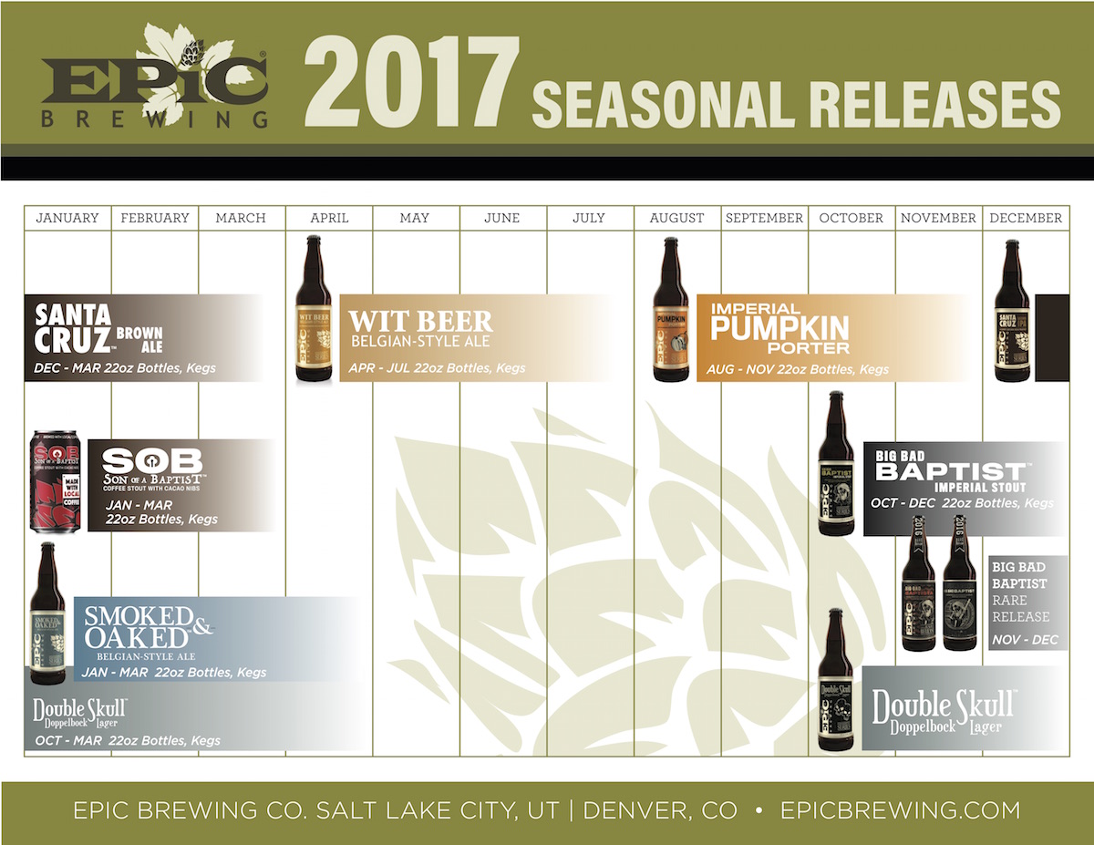 2017 Epic Brewing Beer Release Calendar Seasonal