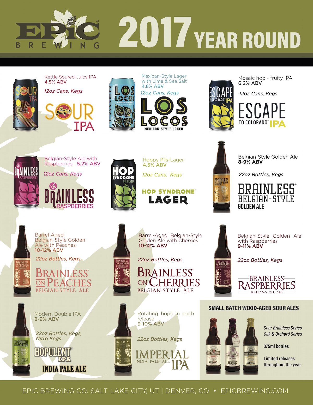 2017 Epic Brewing Beer Release Calendar Year Round