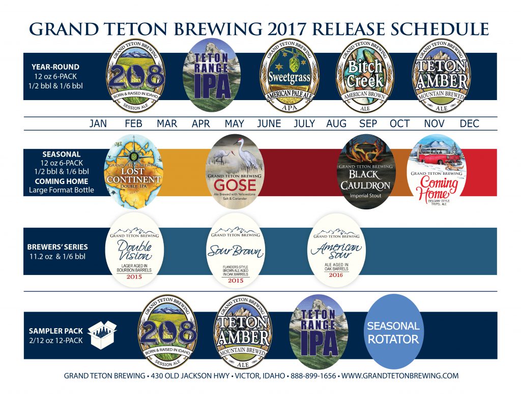 2017 Grand Teton Beer Release Calendar