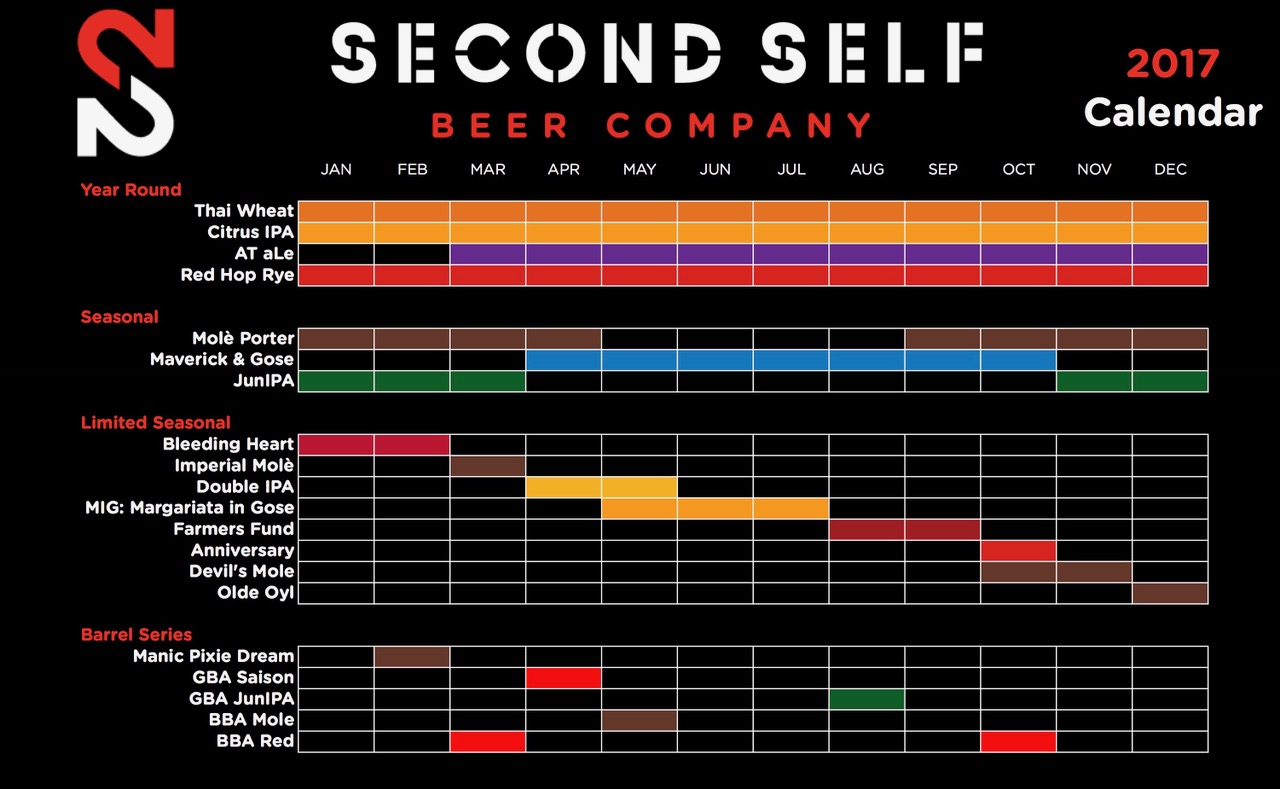 2017 Second Self Beer Release Calendar