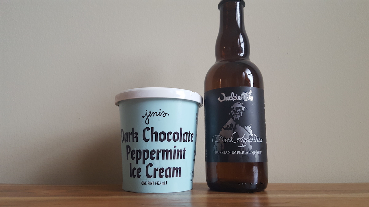 Jackie O's Dark Apparition Jeni's Dark Chocolate Peppermint Ice Cream Pairing