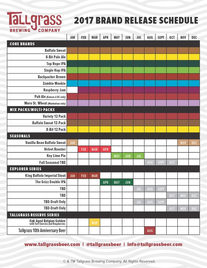 Tallgrass Beer Release Calendar 2017