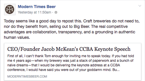 Modern Times Wicked Weed Response