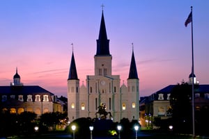 2 days 2 nights New Orleans St. Louis Cathedral at night