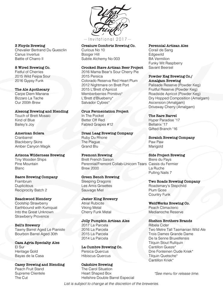 2017 what the funk pour list