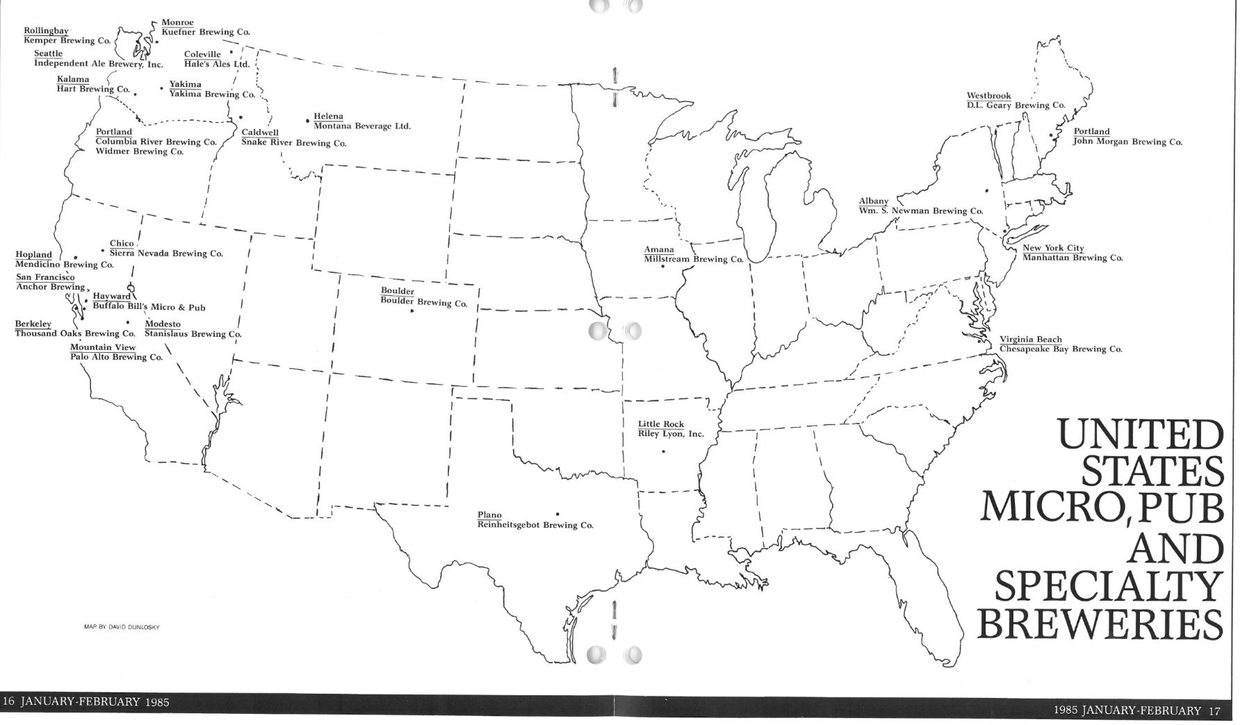 1985 Map of Breweries in United States