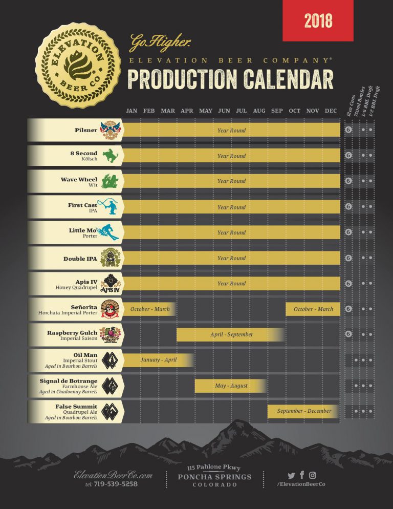2018 Elevation Beer Release Calendar