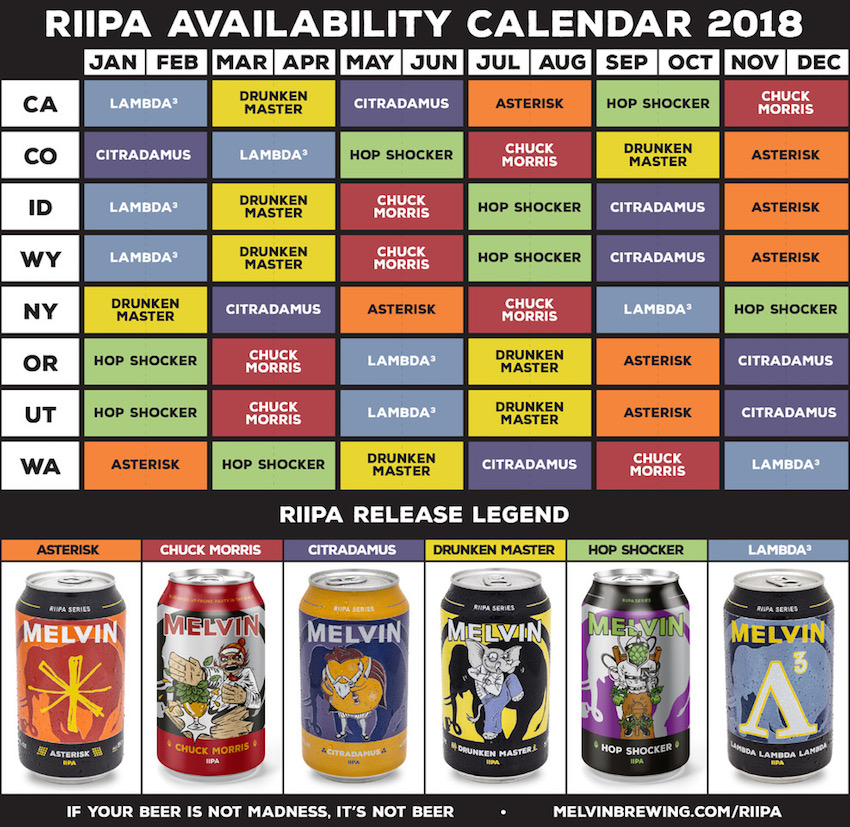 2018 Melvin Brewing Beer Release Calendar