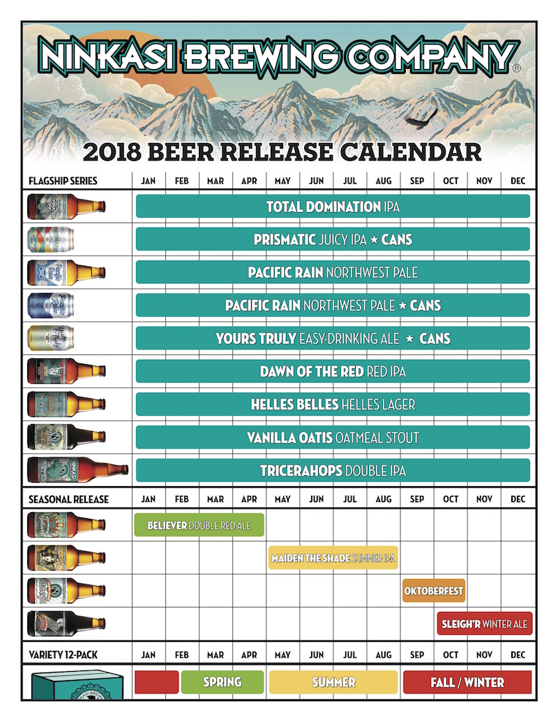 2018 Ninkasi Beer Release Calendar