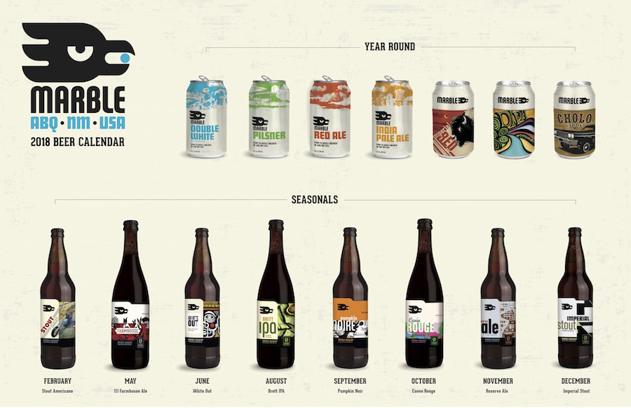 2018 Marble Brewing Beer Release Calendar