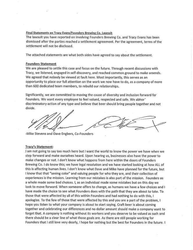 Founders Tracy Evans Join Statement