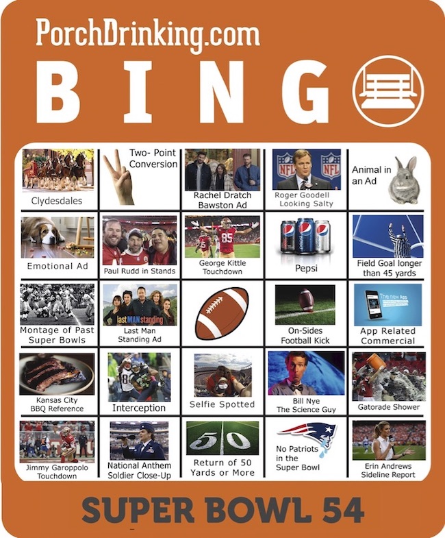Super Bowl 54 Bingo Boards
