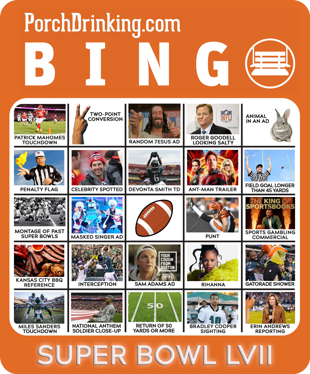 Downloadable 2023 Super Bowl Bingo Boards for Super Bowl LVII