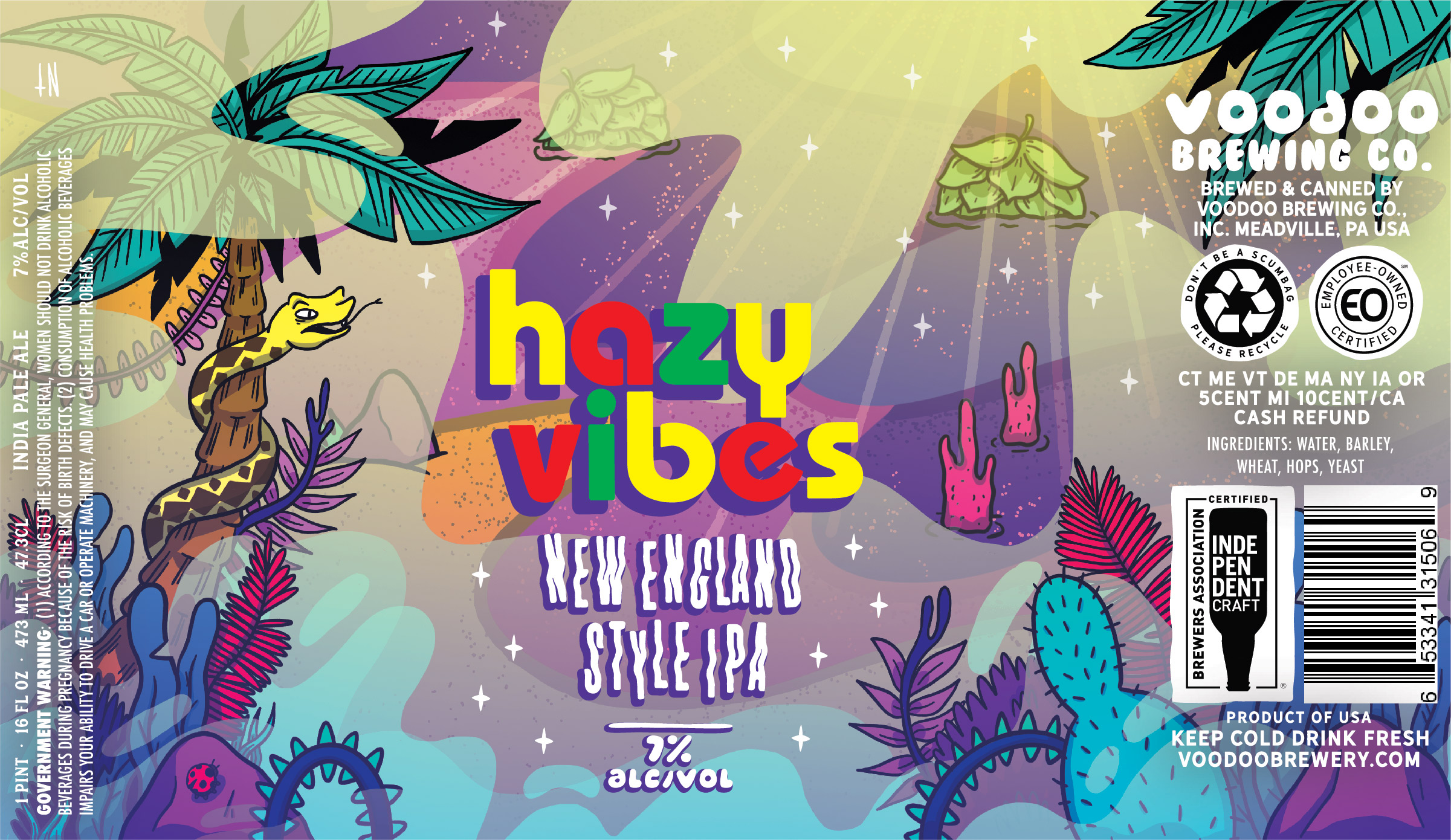 Label Artwork, Hazy Vibes, Voodoo Brewing