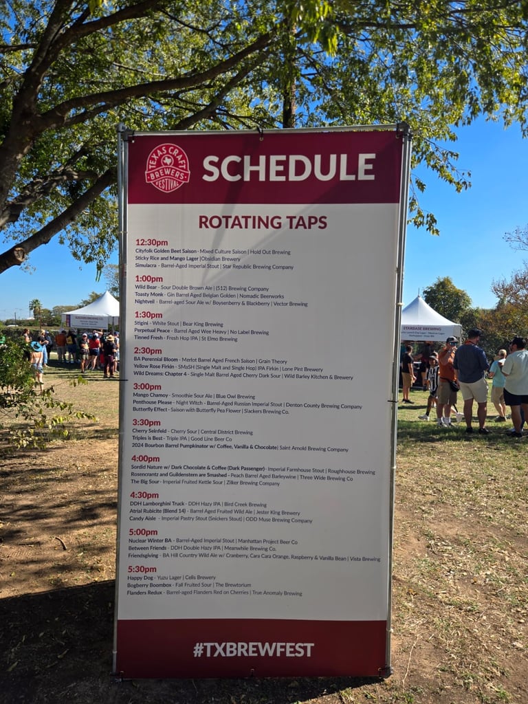 Texas Craft Brewers Festival Schedule Sign