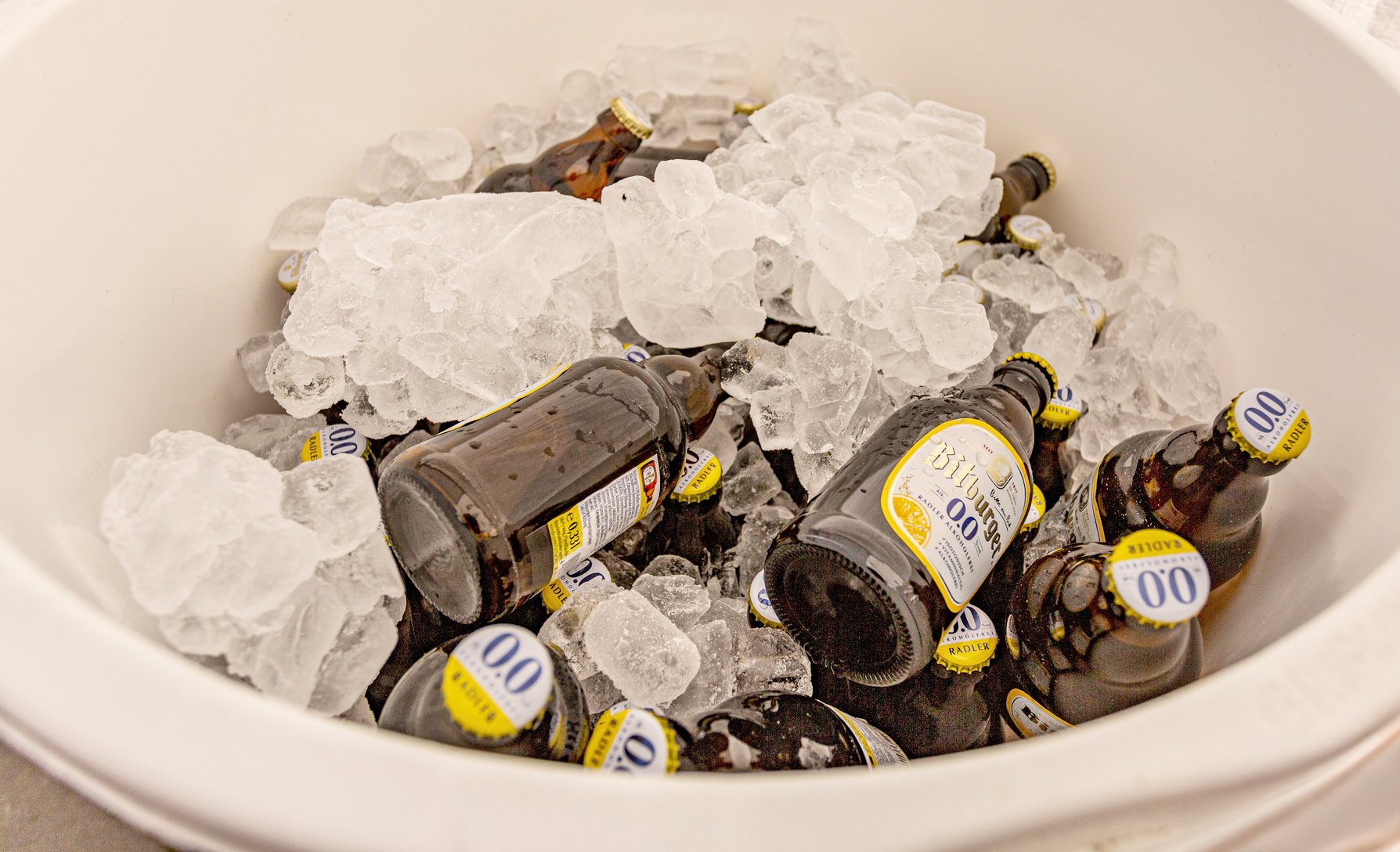 Ice bucket with Bitburger 0.0 non-alcoholic beer