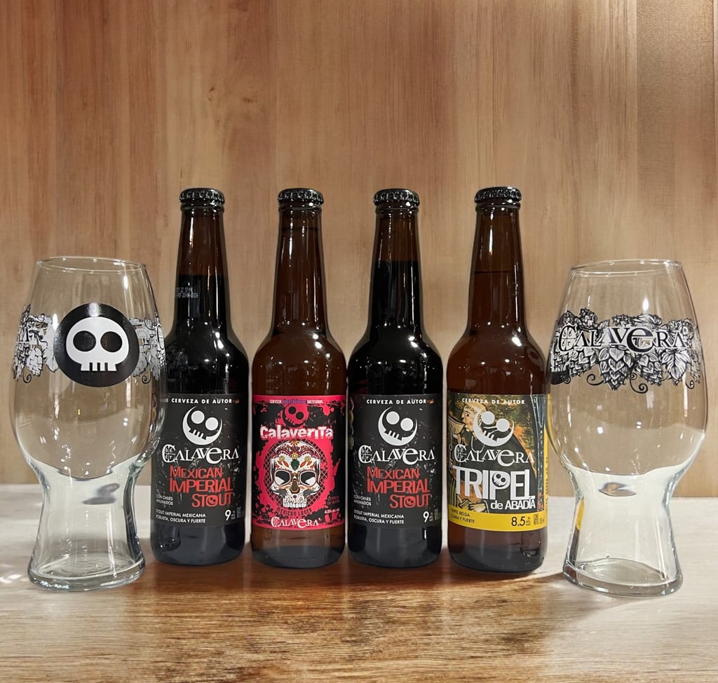 Beer selection from Cervecería Calavera