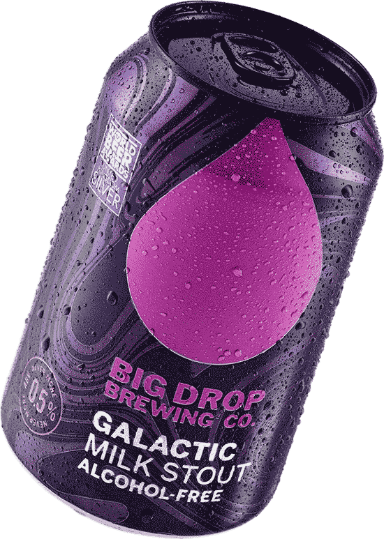 big drop brewing co. galactic milk stout can with condensation