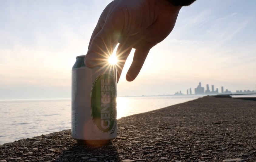 best cheap beer genesee cream ale on a rocky beach