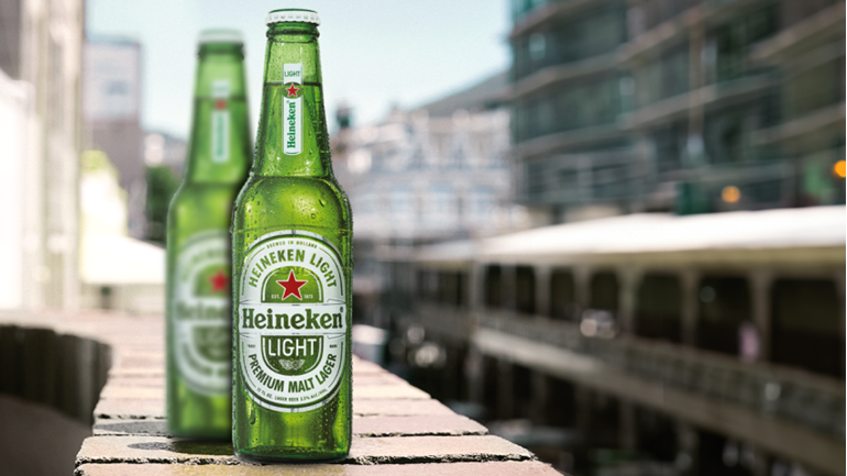 Heineken Light beer bottles
