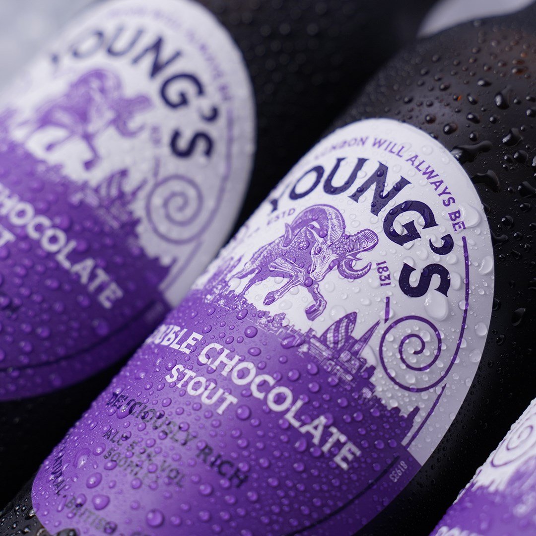 Young's double chocolate stout bottle label.