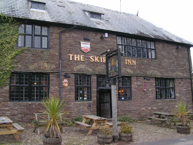 The brick exterior of The Skirrid Inn.