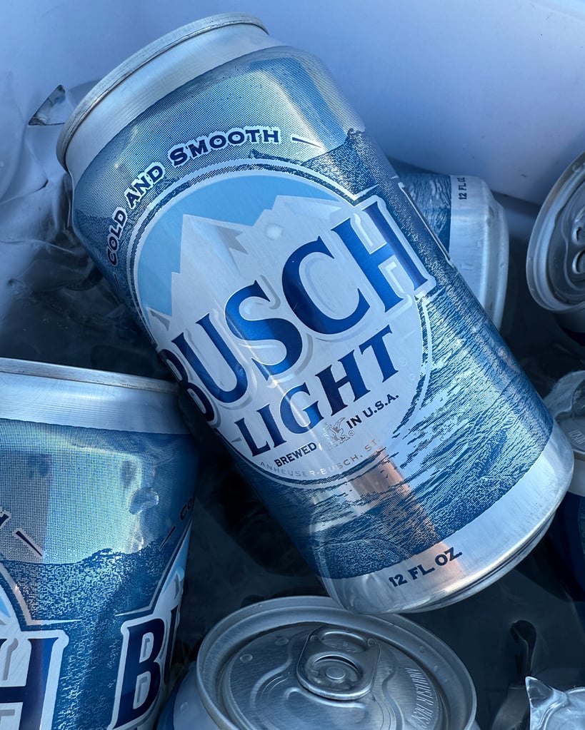 busch light cans in cooler