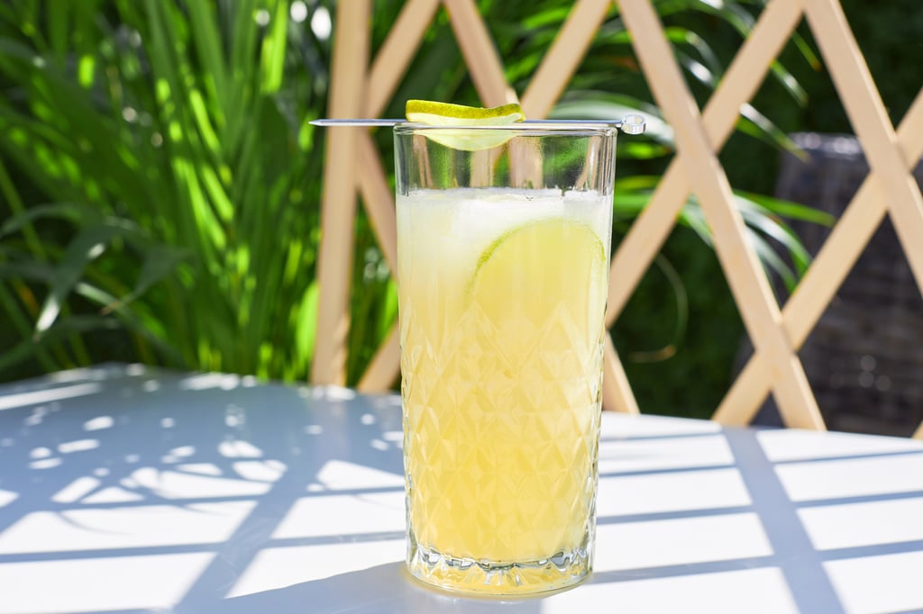 A glass of porch crawler/porch climber outdoors, ready to be enjoyed as a porch drink.