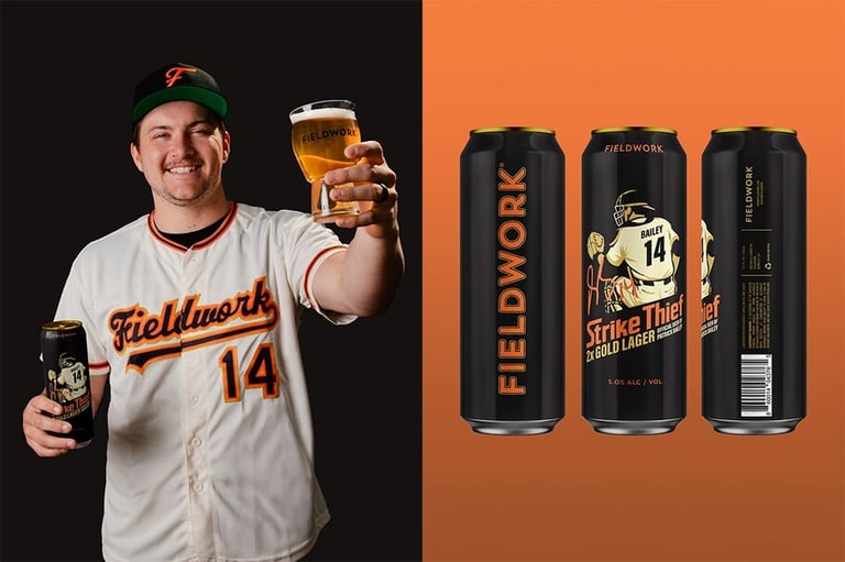 Patrick Bailey and Fieldwork Unveil “Strike Thief” 2x Gold Lager for Baseball Season