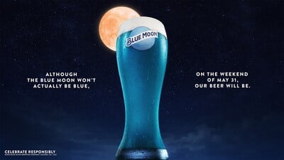 Blue Moon Apologizes for the Moon Not Being Blue by Turning Its Beer Blue for One Weekend